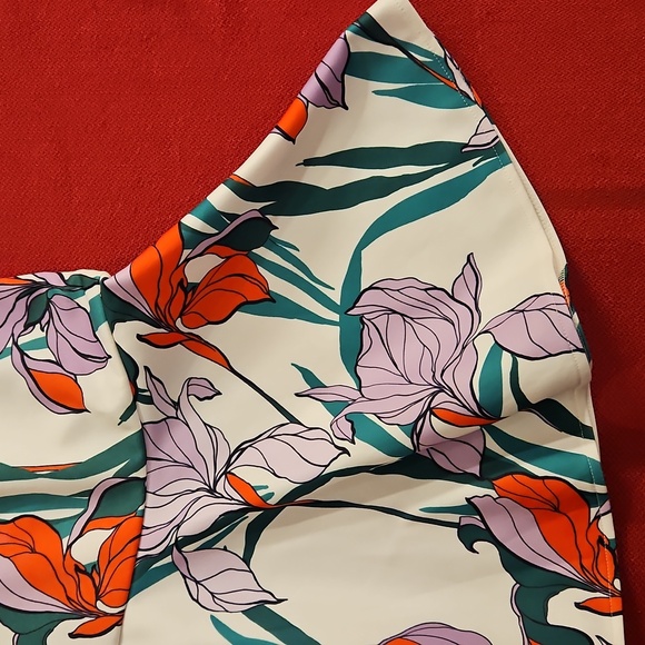 Alexia Admor Floral Purple Red Iris sleeveless dress Peplum Swing Med - Picture 11 of 11